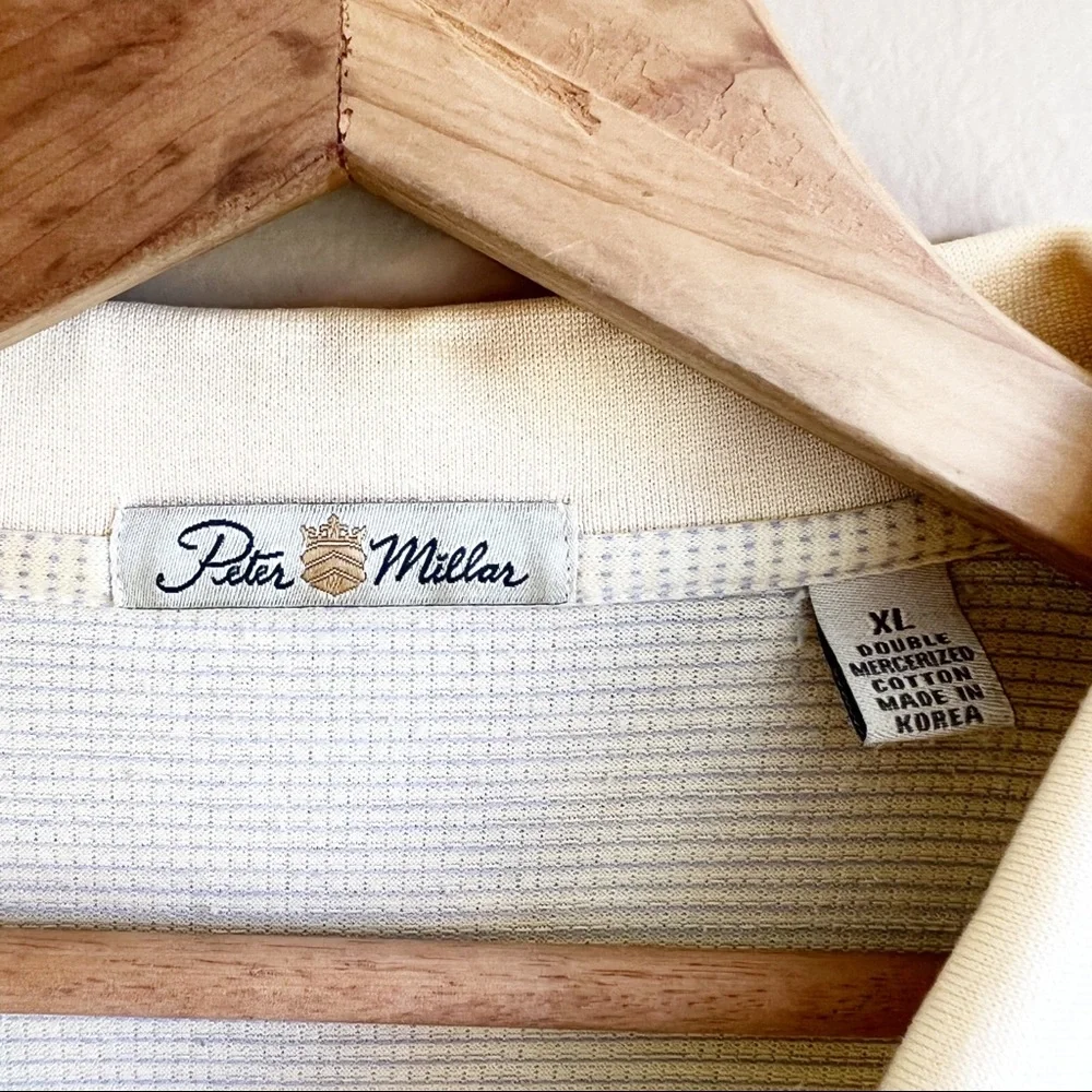 PETER MILLAR men’s pale yellow polo golf shirt size XL 100% cotton - Picture 7 of 8